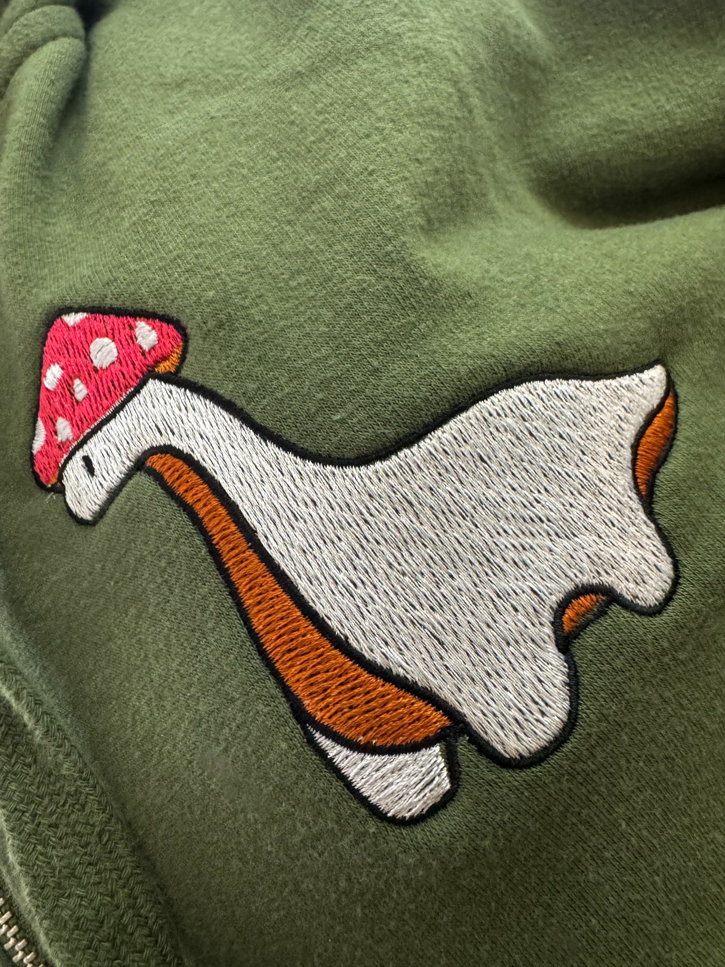 Mushroom Dino Green Zip-up Hoodie L