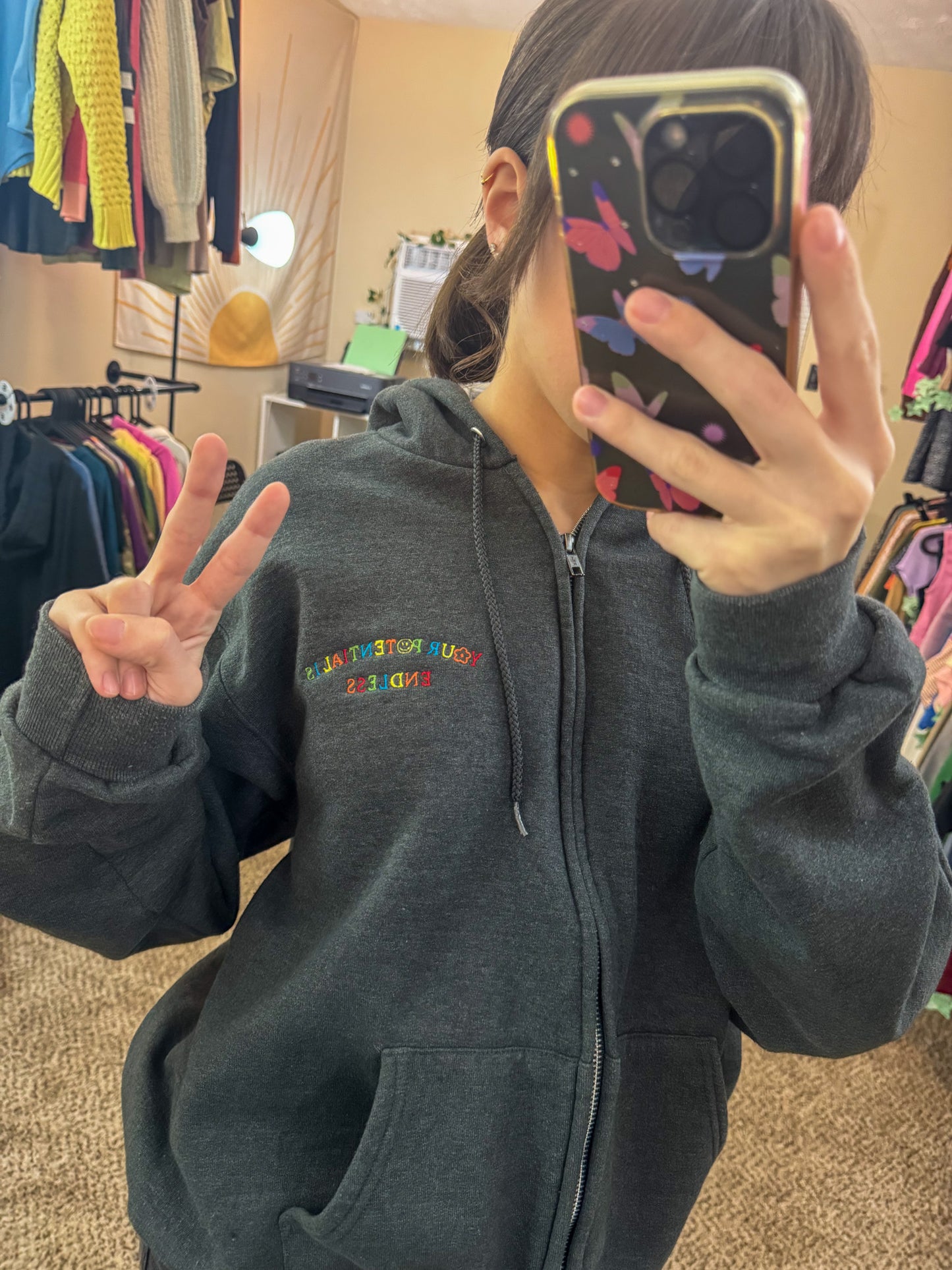 Your Potential Is Endless Grey Zip Up Champion Hoodie M