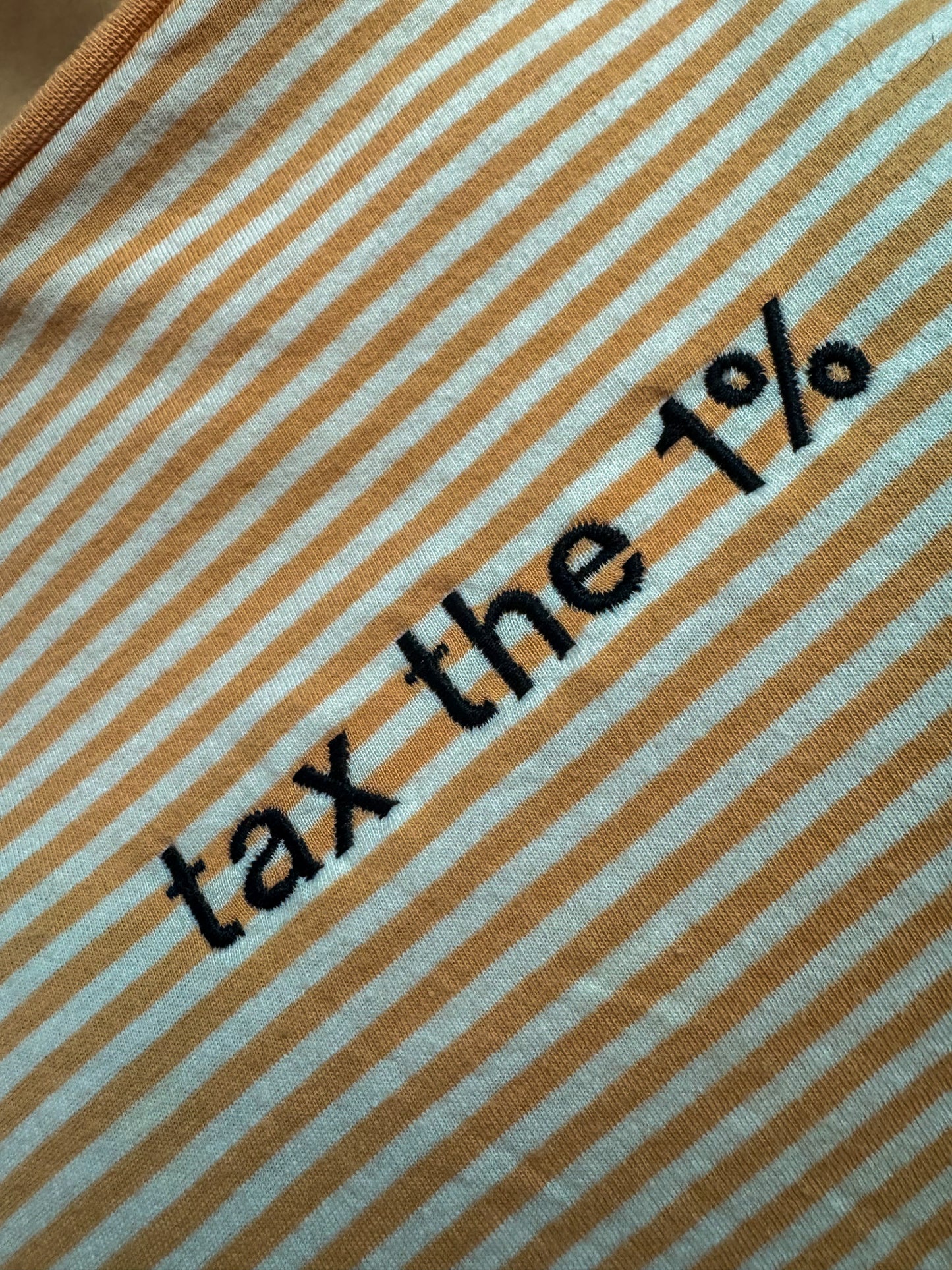 Tax the 1% Orange Striped T-Shirt M