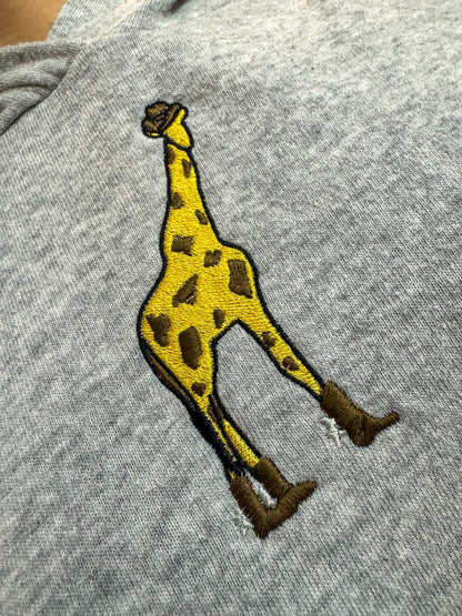 Cowboy Giraffe Grey Cropped Hoodie L