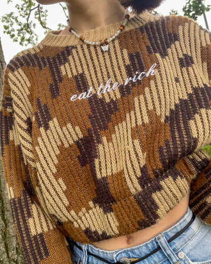 Eat The Rich Cropped Sweater XL