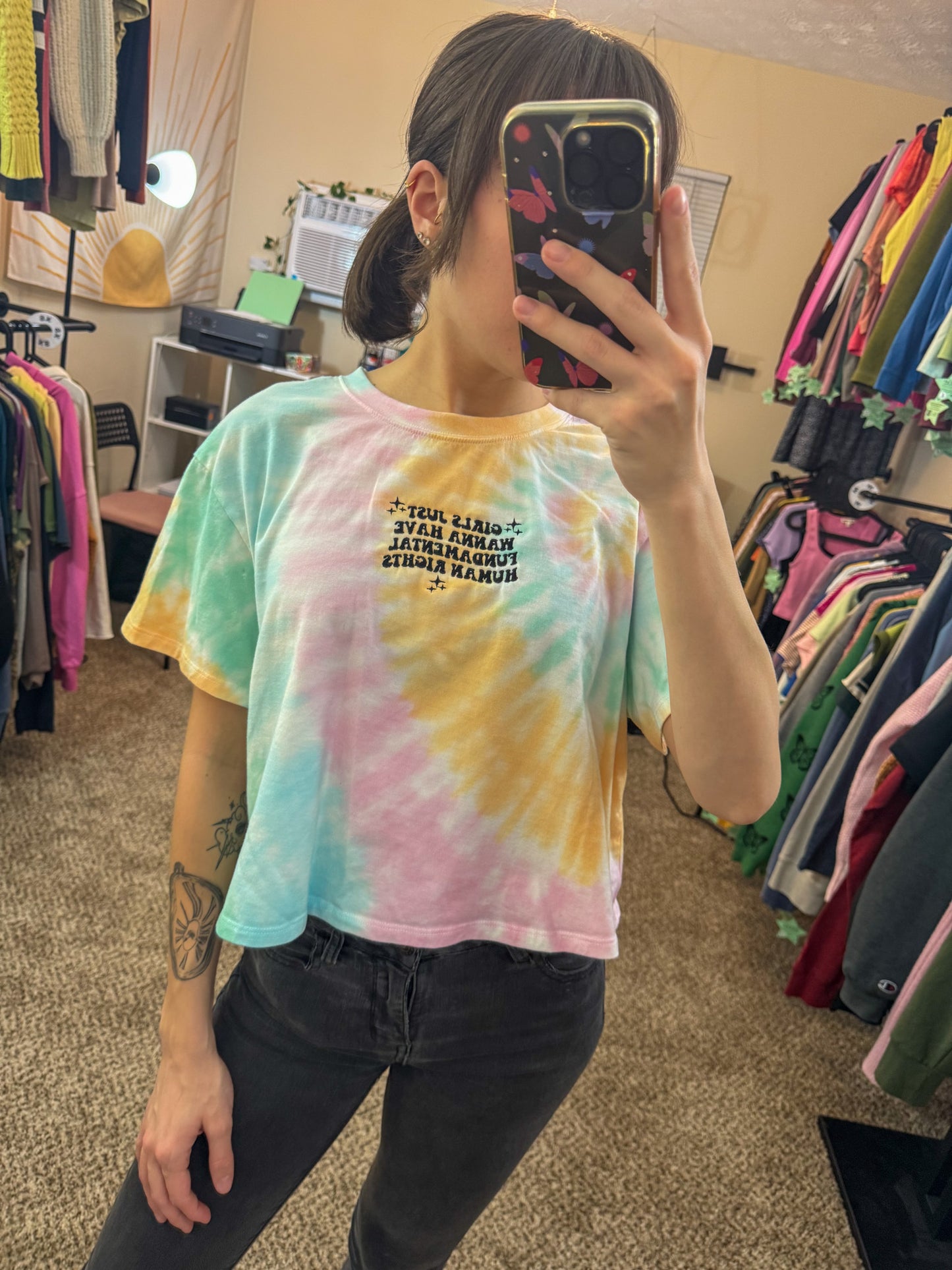 Girls Just Want Fundemental Rights Tie Dye Cropped Tee XL