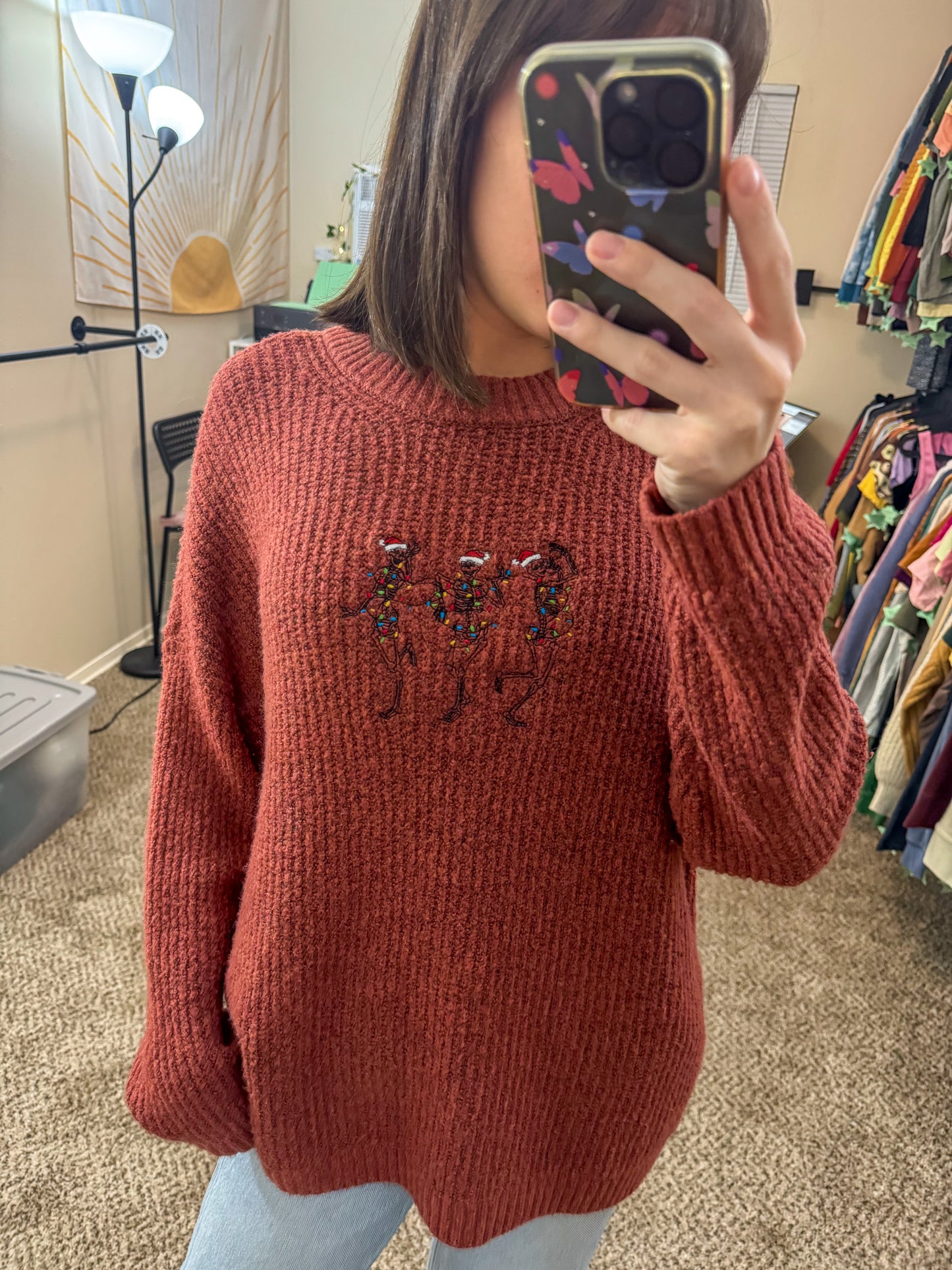 Dancing Skeletons Cropped Sweater M