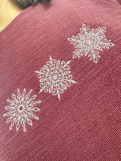 Snowflake Maroon Thermal Long Sleeve M