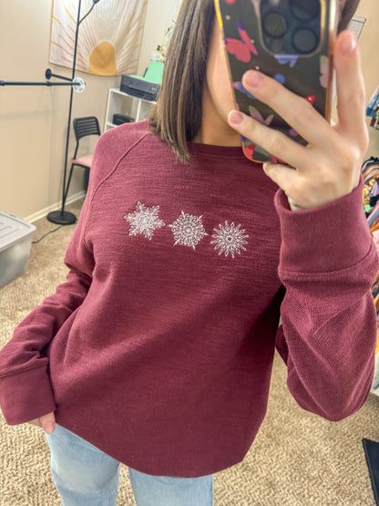 Snowflake Maroon Thermal Long Sleeve M