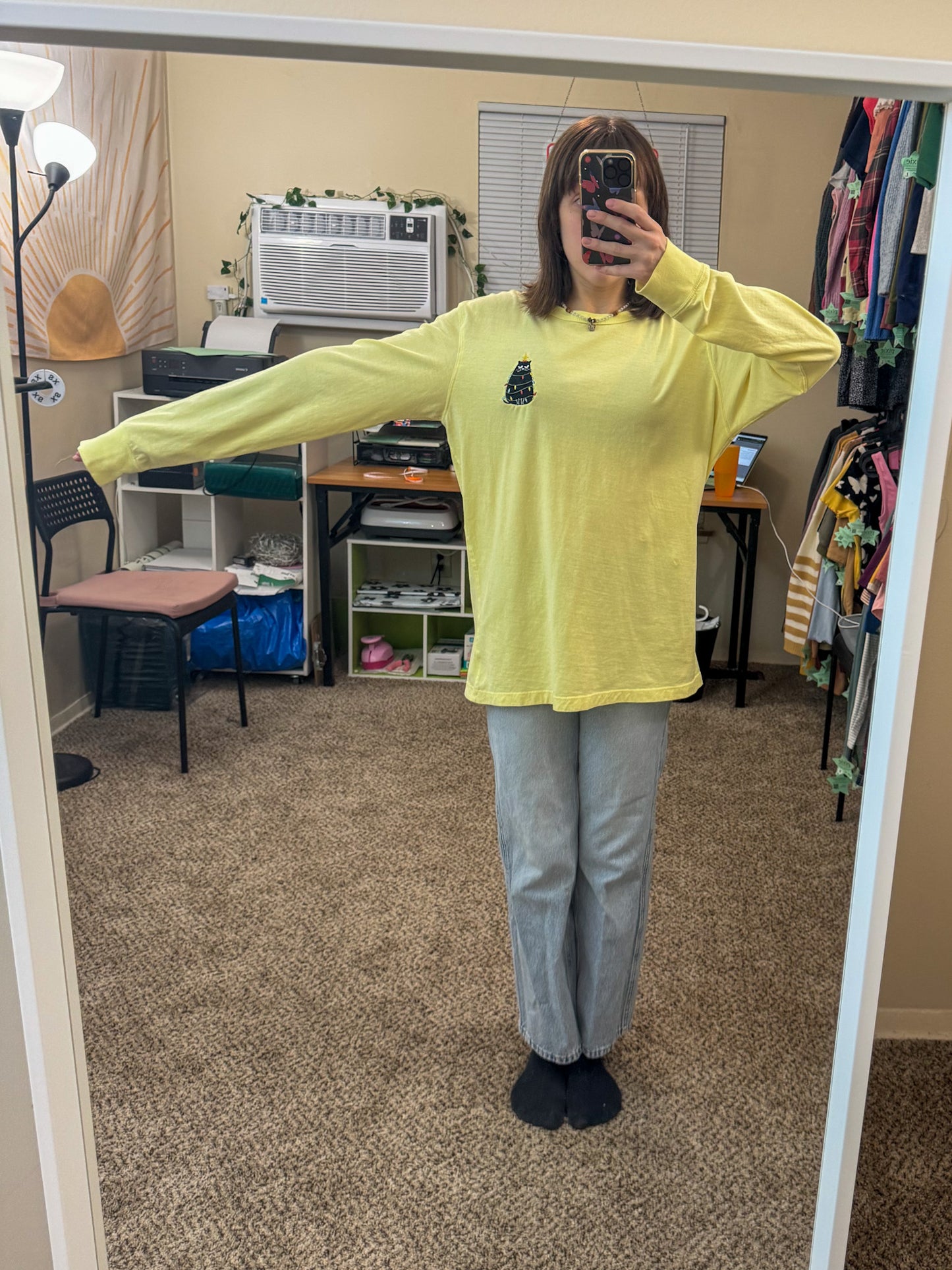 Grumpy Kitty Yellow Long Sleeve M