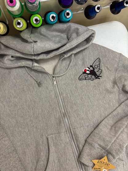 Mothman Grey Zip Up Hoodie S