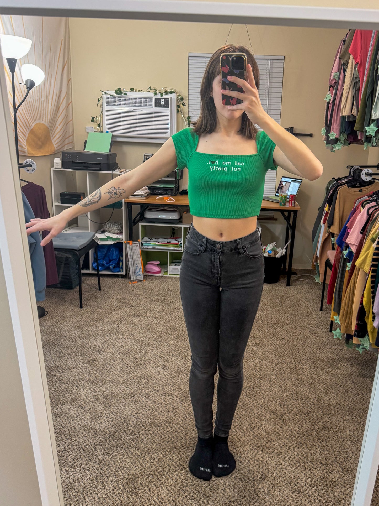 Call Me Hot Green Crop Top S