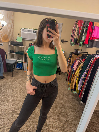 Call Me Hot Green Crop Top S