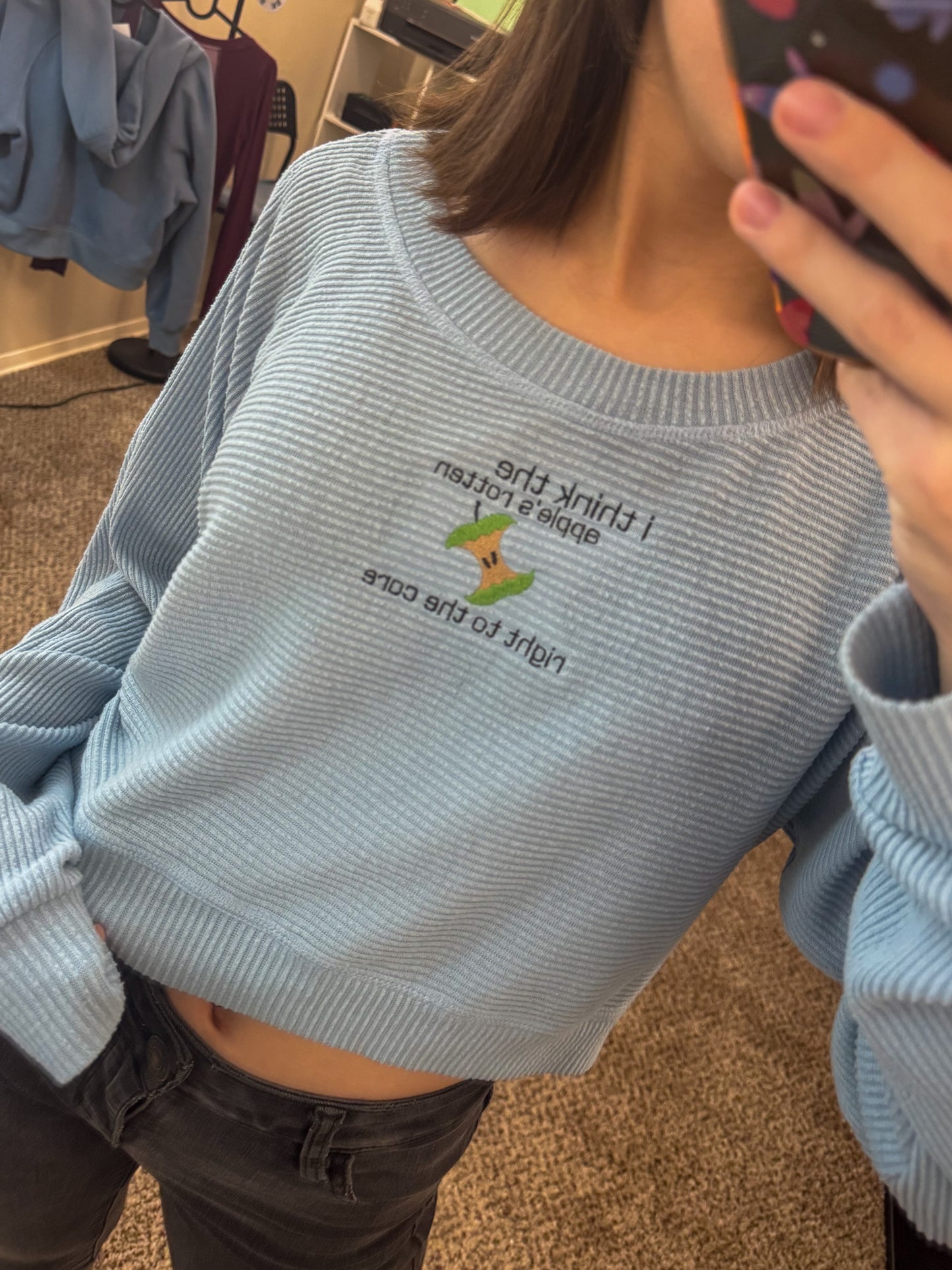 Apple Blue Cropped Long Sleeve S