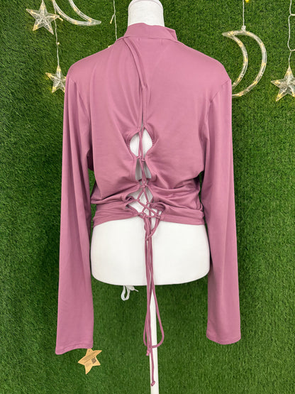 Be Yourself Cinched Back Pink Cropped Long Sleeve 2XL
