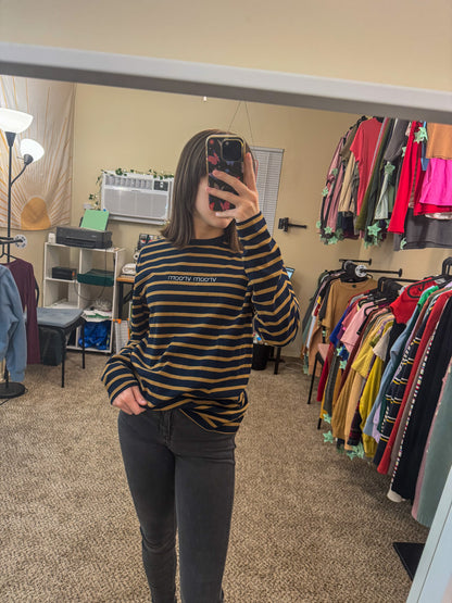 Vroom Vroom Navy & Gold Striped Long Sleeve S