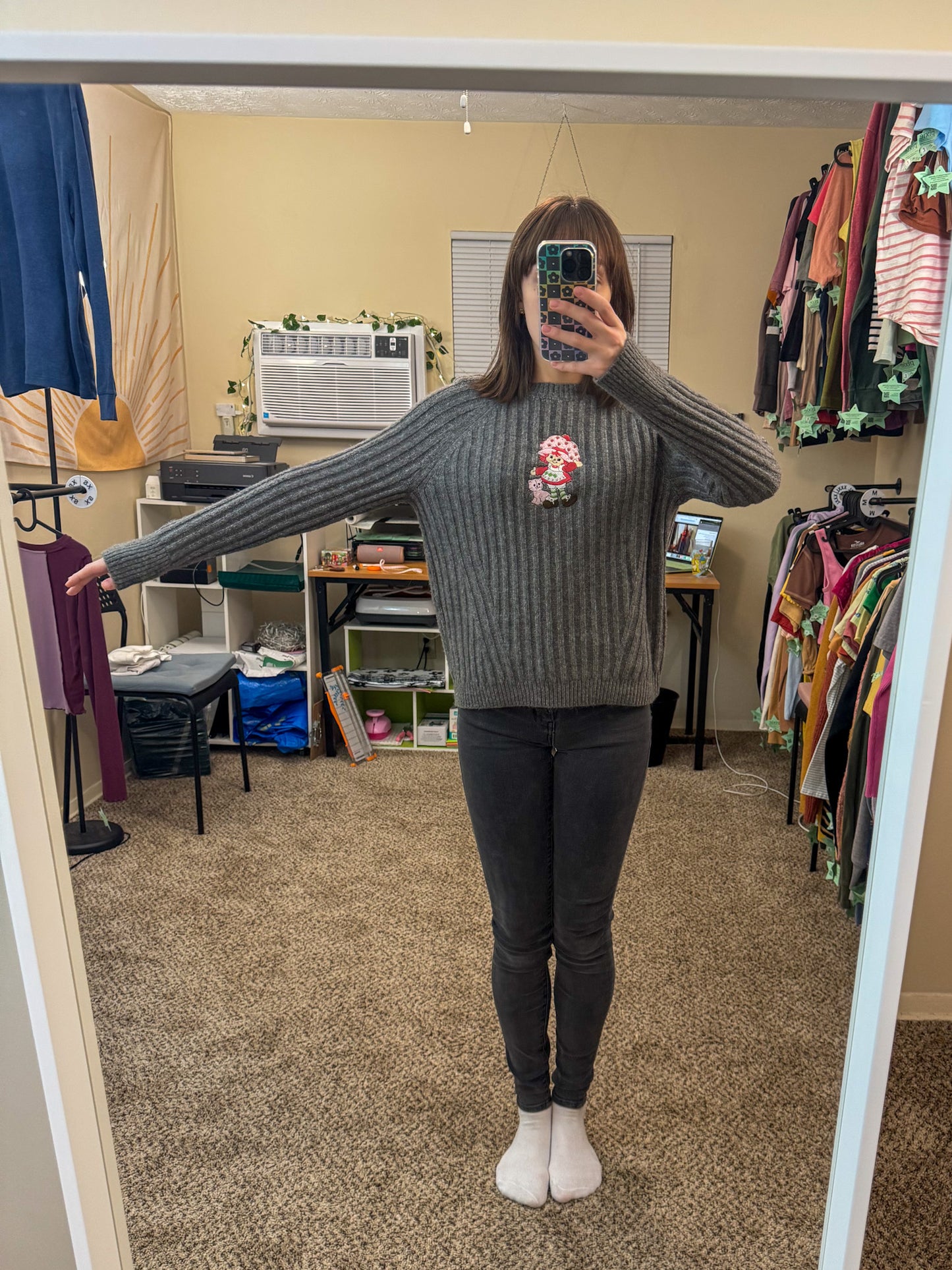 Strawberry Shortcake Grey Sweater L