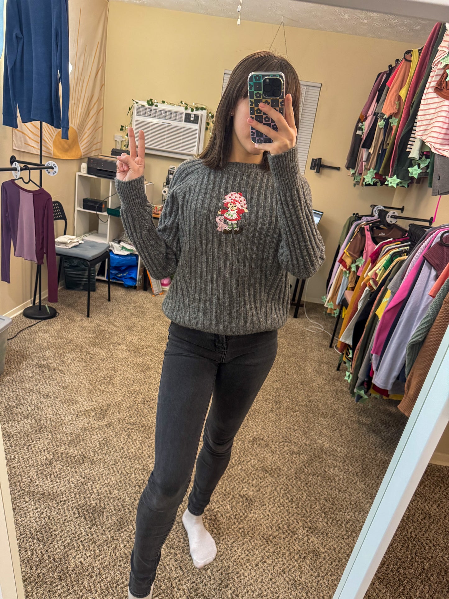 Strawberry Shortcake Grey Sweater L