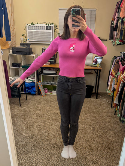 My Melody Pink Cropped Long Sleeve M