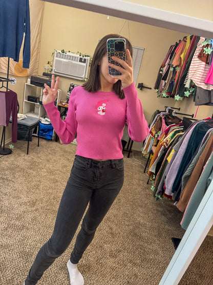 My Melody Pink Cropped Long Sleeve M