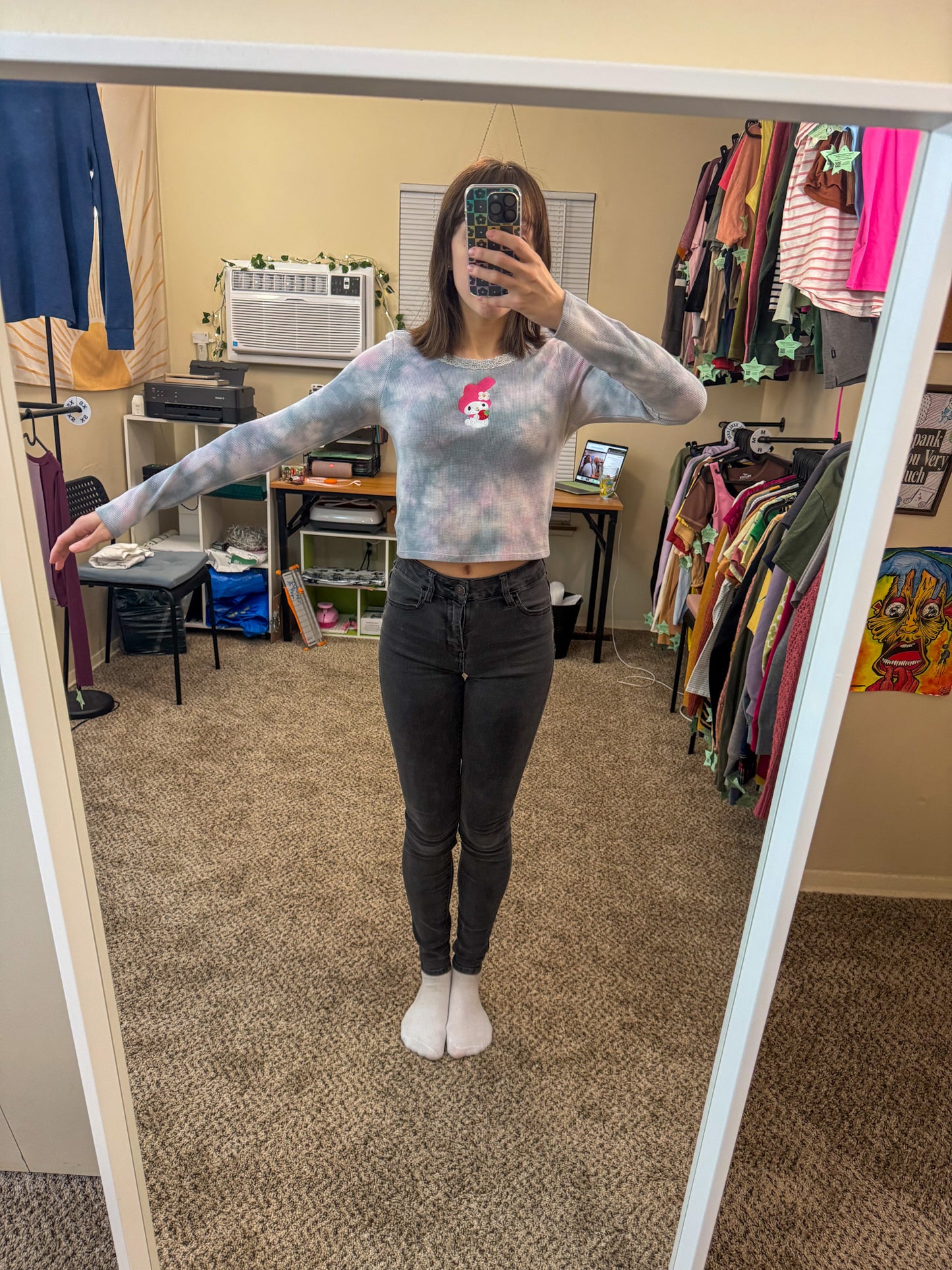 My Melody Tie Dye Cropped Long Sleeve S