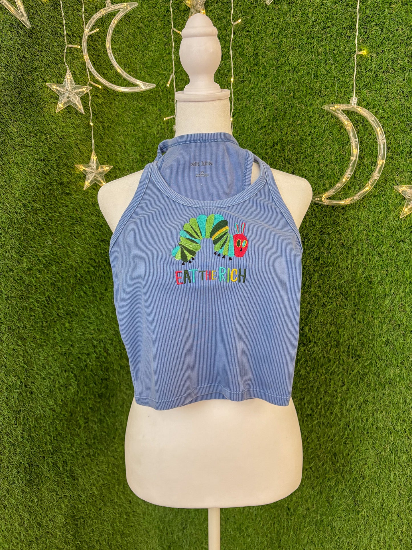Eat the Rich Blue Tank Top XS