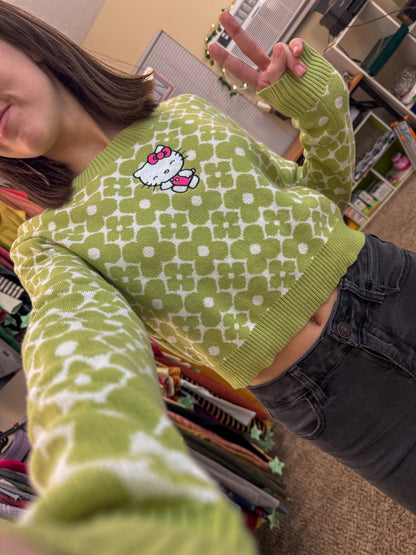 Hello Kitty Floral Cropped Sweater XS