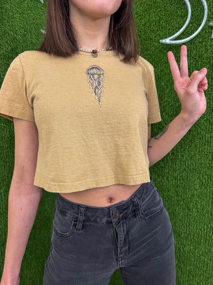 Jellyfish Tan Cropped Tee XS