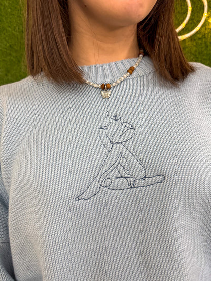 One Line Woman Blue Sweater S