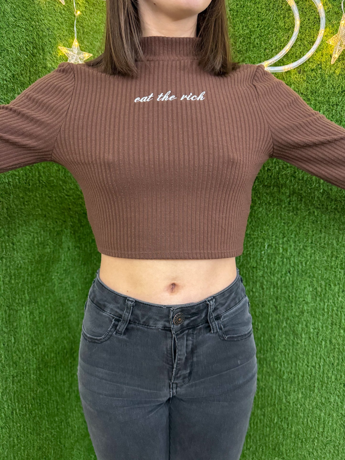 Eat the Rich Cropped Long Sleeve M