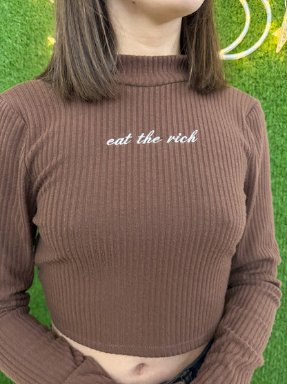 Eat the Rich Cropped Long Sleeve M