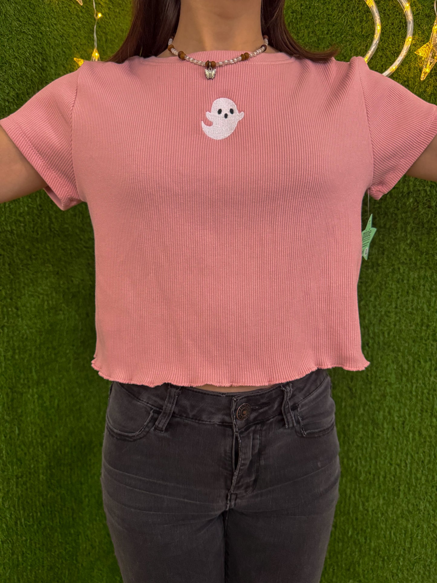 Ghosty Pink Baby Tee L