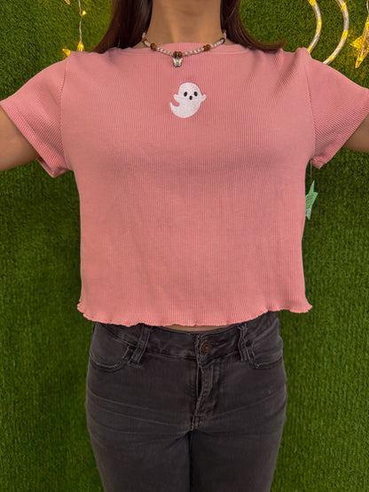 Ghosty Pink Baby Tee L