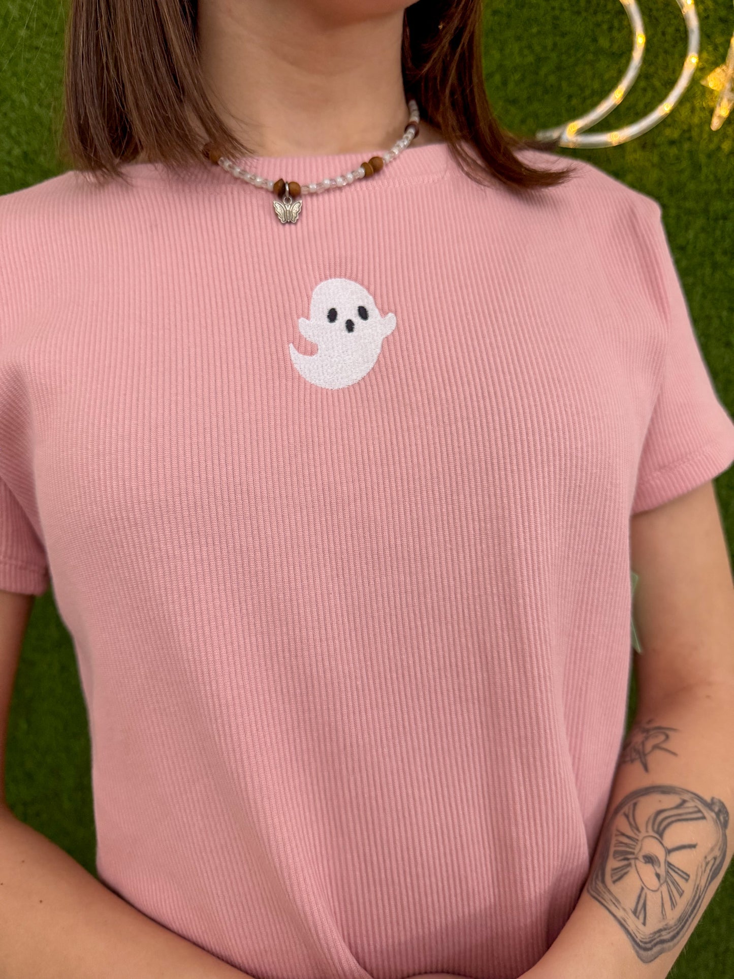 Ghosty Pink Baby Tee L