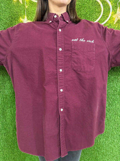 Eat The Rich Maroon Button Up 2XL