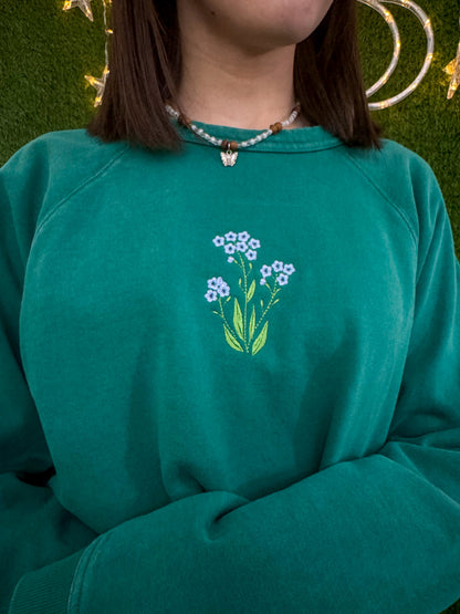 Little Flowers Teal Crewneck 2XL