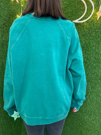 Little Flowers Teal Crewneck 2XL