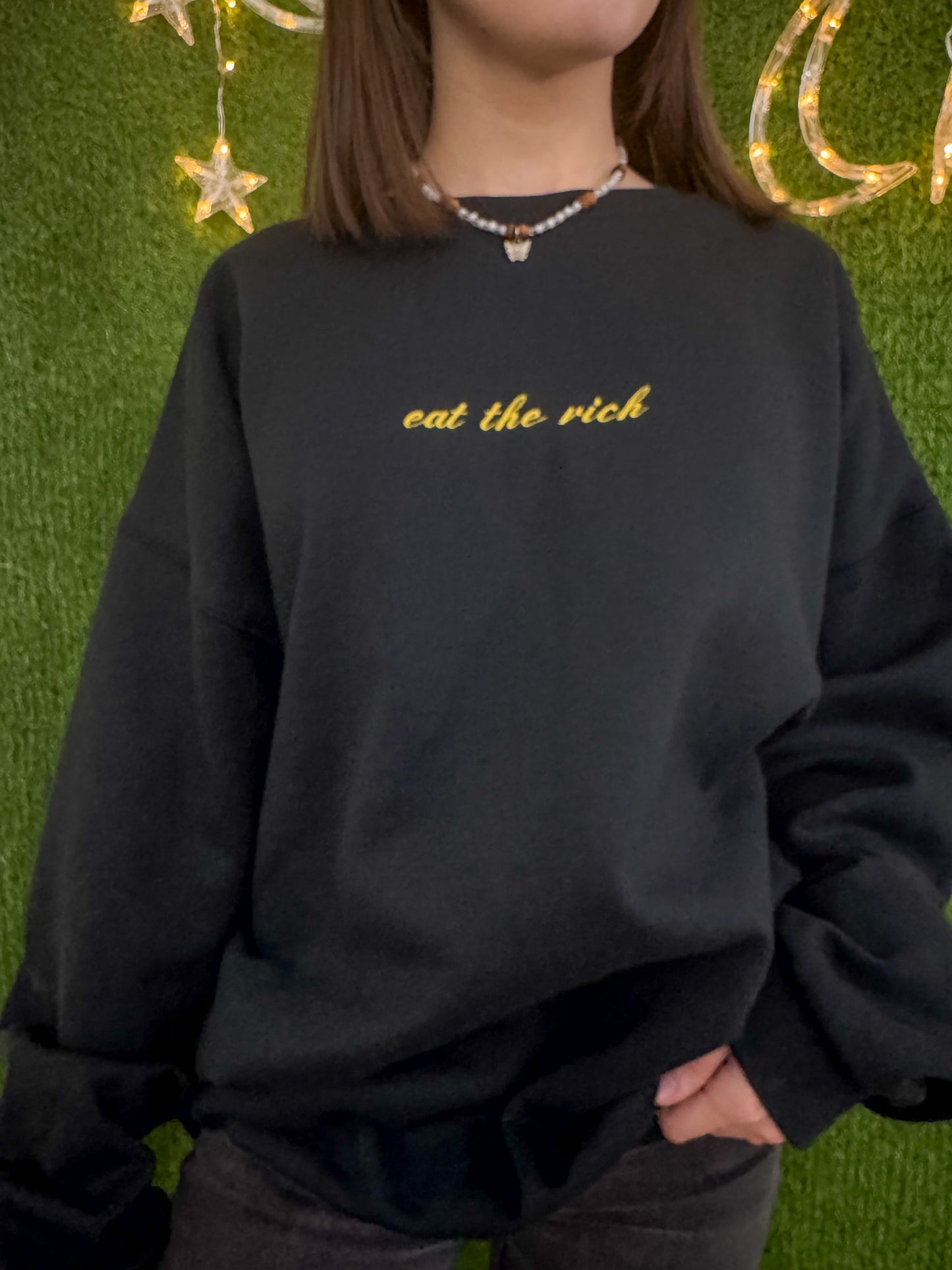 Eat The Rich Black Crewneck 2XL