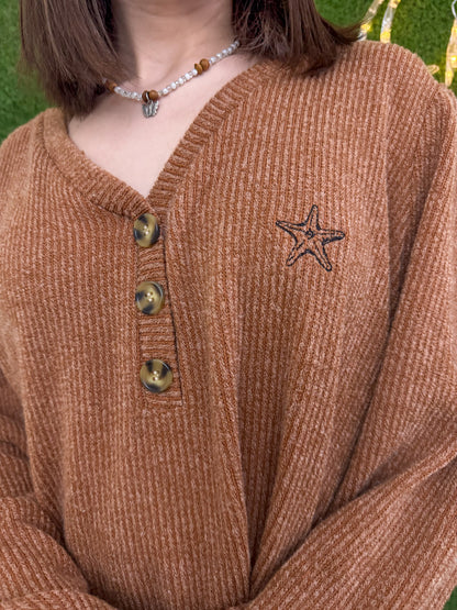 Starfish Button Up Sweater 3XL