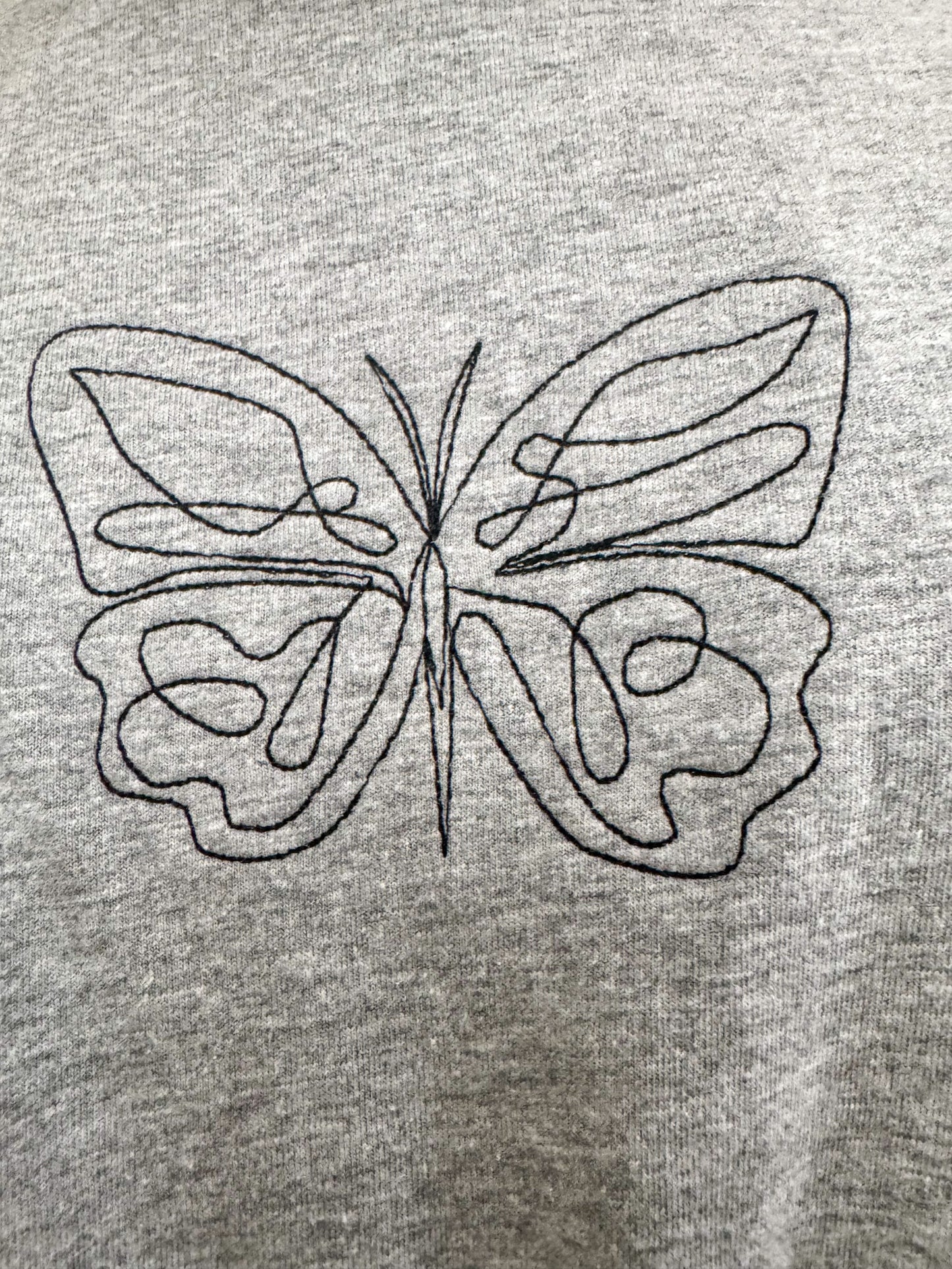 One Line Butterfly Grey Long Sleeve 4XL