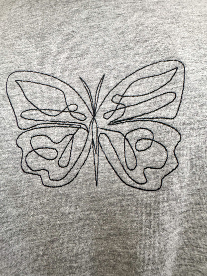 One Line Butterfly Grey Long Sleeve 4XL