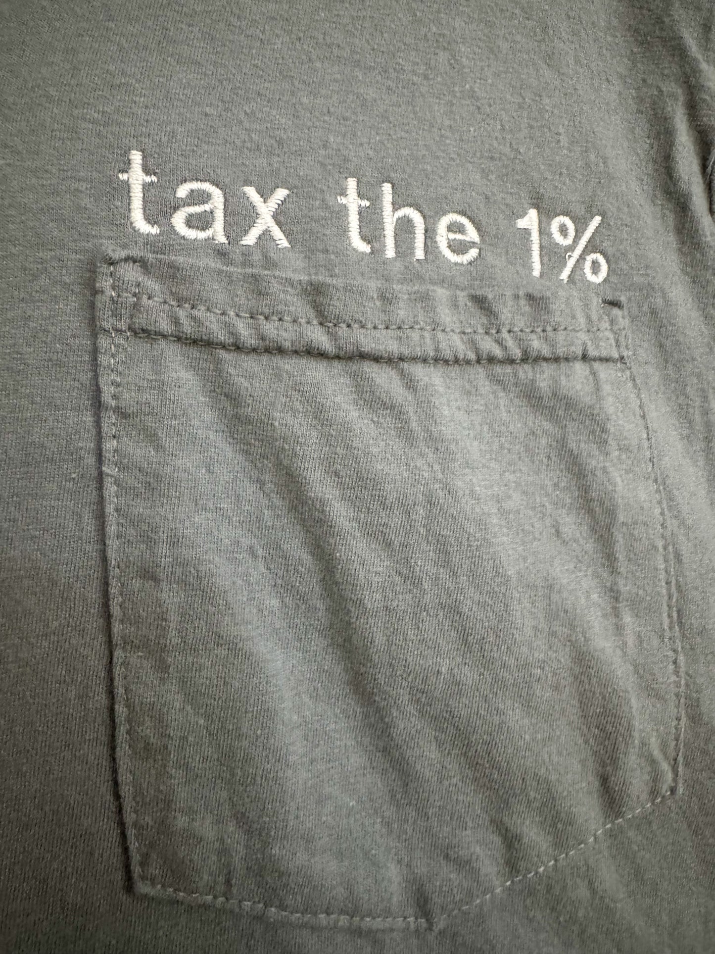 Tax the 1% Grey Pocket Tee 2XL