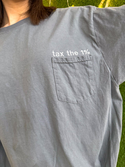 Tax the 1% Grey Pocket Tee 2XL