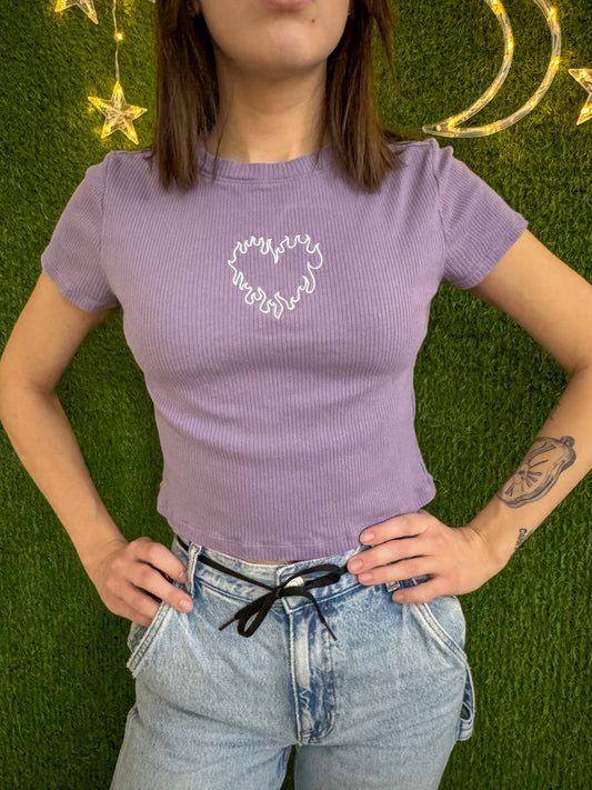 Flame Heart Purple Baby Tee M