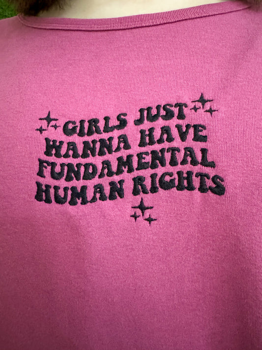 Girls Just Wanna Have Fundamental Rights Pink Long Sleeve 2XL