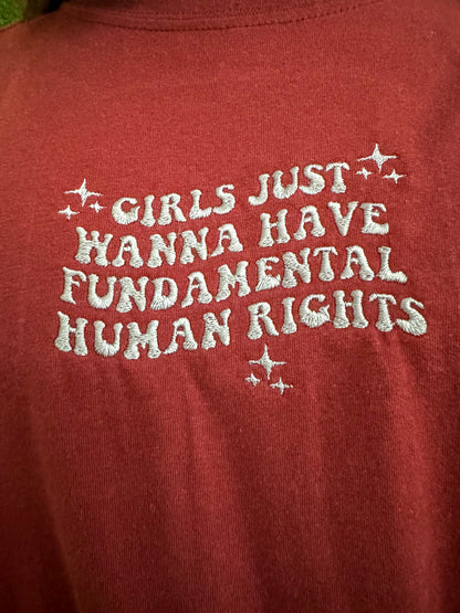 Girls Just Wanna Have Fundamental Rights Red Long Sleeve M