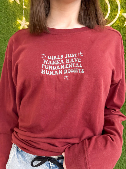 Girls Just Wanna Have Fundamental Rights Red Long Sleeve M