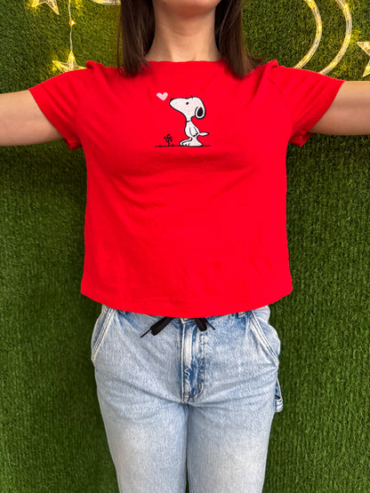 Snoopy Red Cropped T-Shirt XS