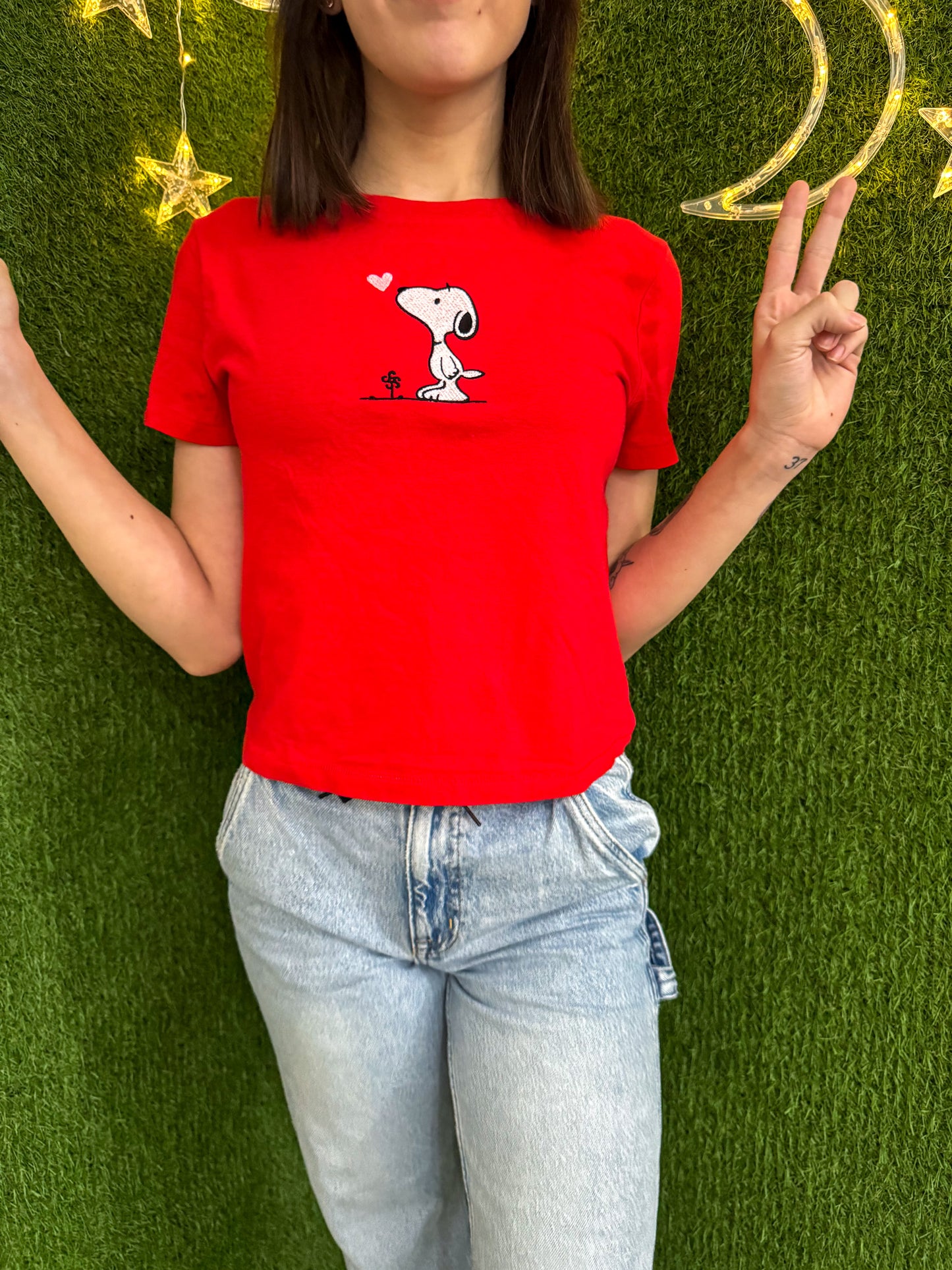 Snoopy Red Cropped T-Shirt XS