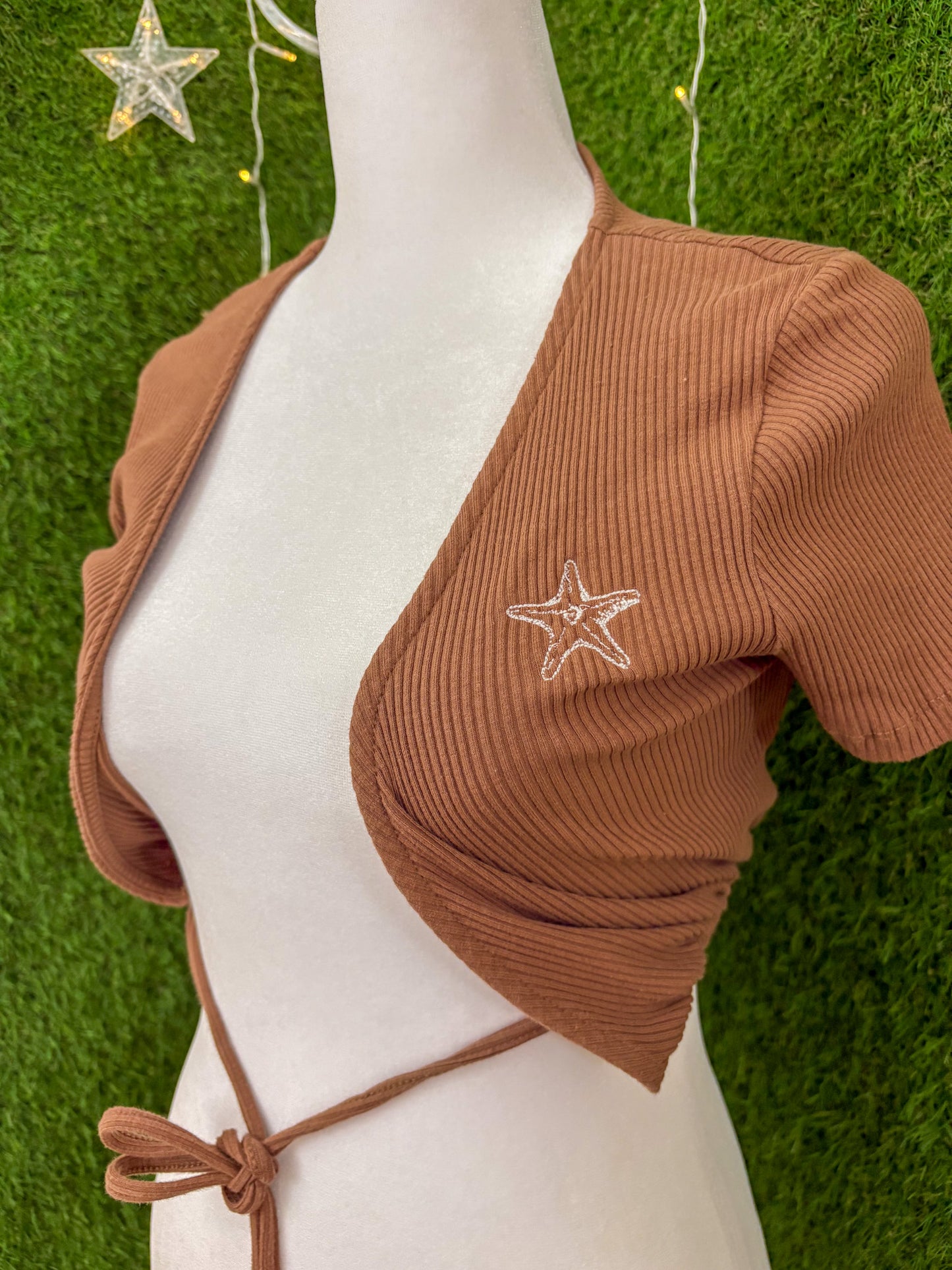 Starfish Brown Front Tie Top S