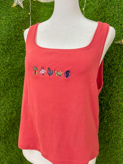 Ocean Life Red Tank Top 2XL