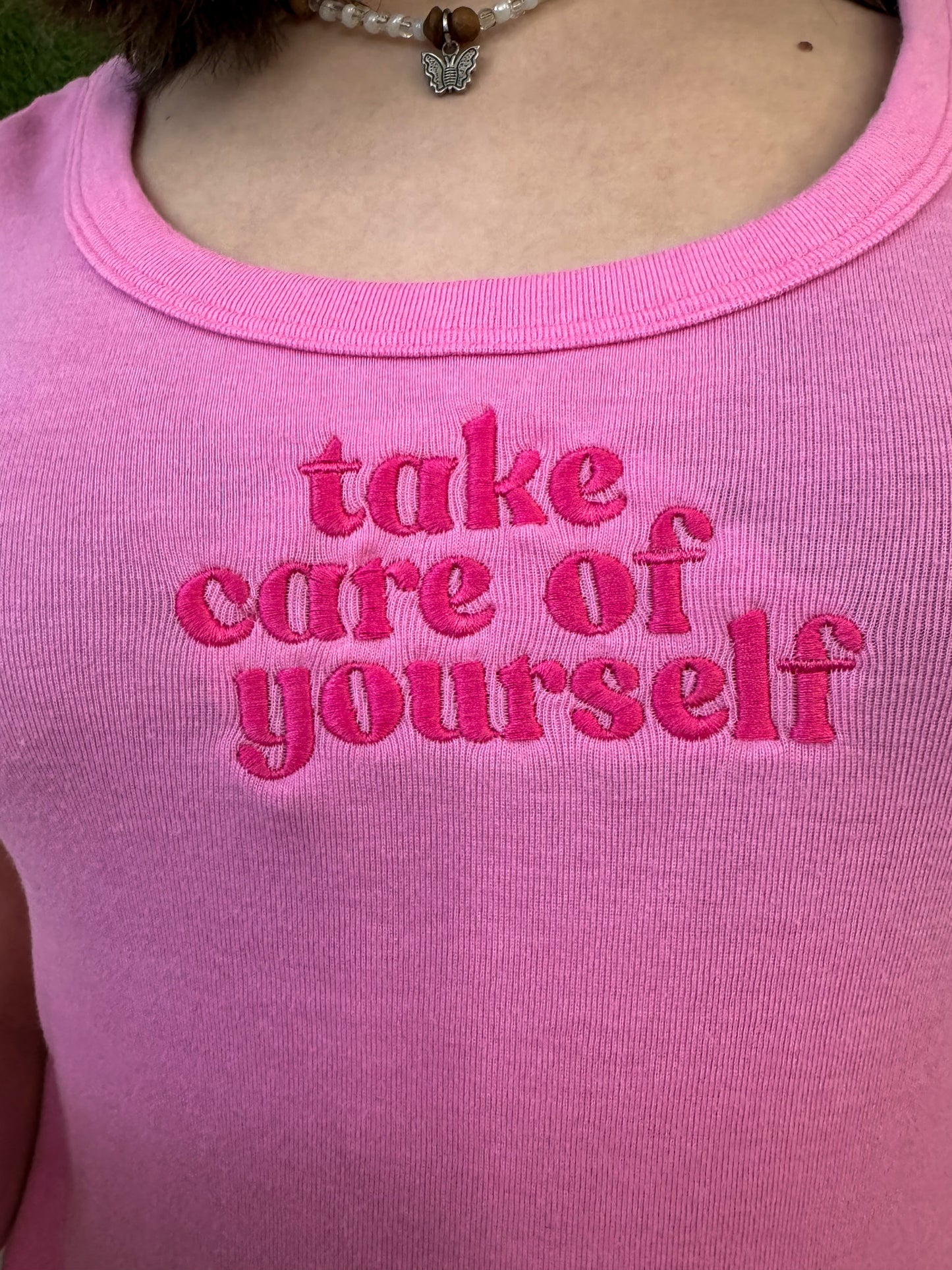 Take Care of Yourself Scoop Neck Baby Tee L