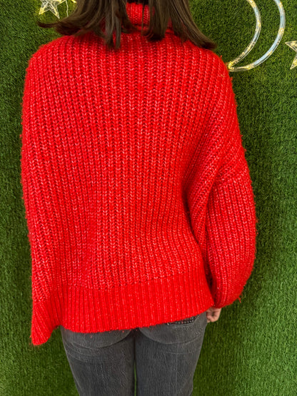 Take Care of Yourself Red Turtleneck Sweater XL