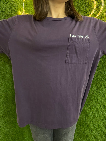 Tax the 1% Purple Pocket T-Shirt XL